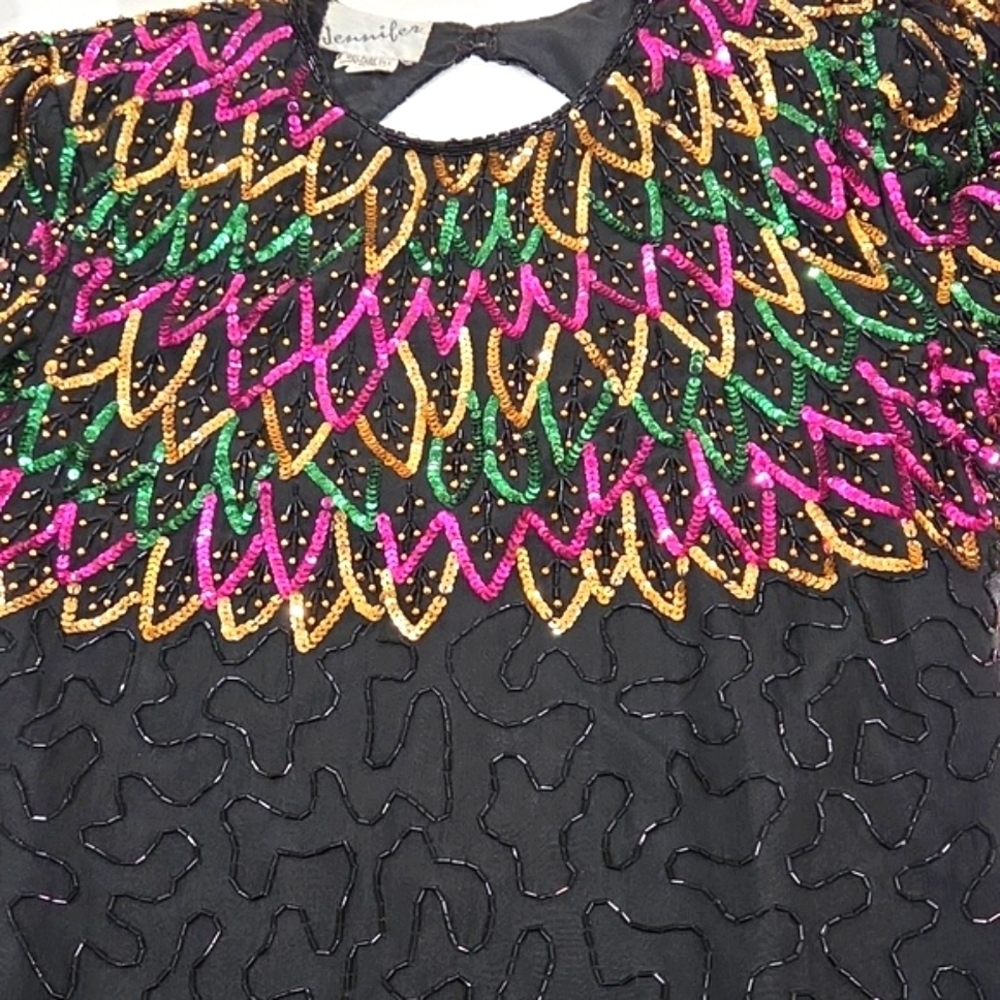 Vintage Stenay Beaded Sequined Multi Colored Dress size M JENNYFER - Picture 3 of 15